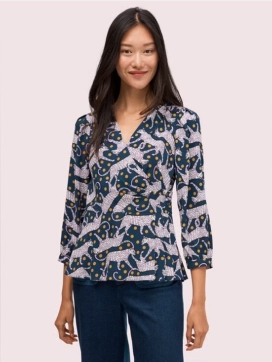 kate spade Tops - Kate Spade Panther Wrap Blouse. Size 4